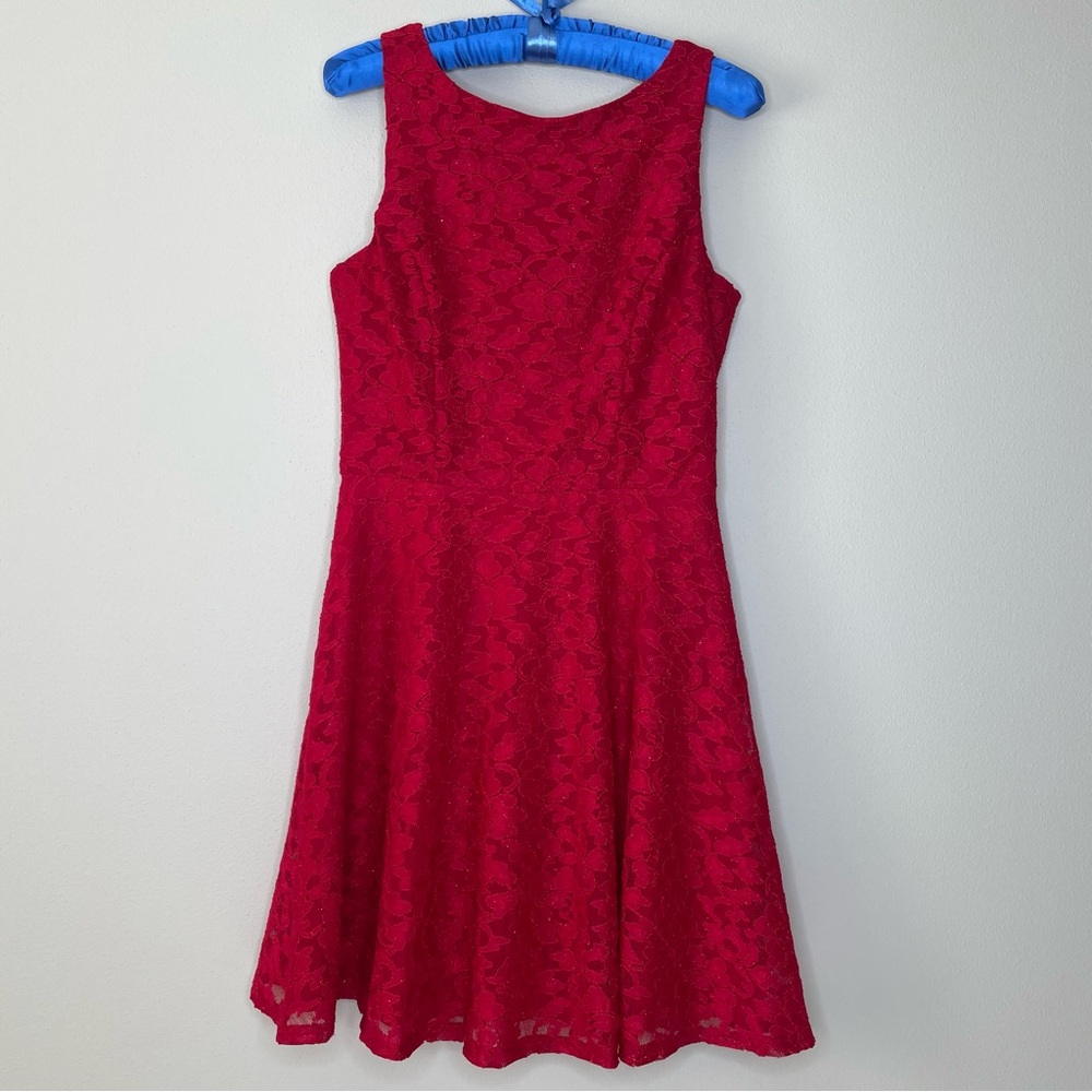 Speechless Red Lace Fit and Flare Sleeveless Mini Dress - Picture 7 of 7